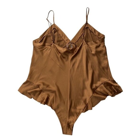 SKIMS Women's Silk Ruffle Loungewear Lingerie Teddy Bodysuit In Bronze Size 4X - Picture 10 of 11